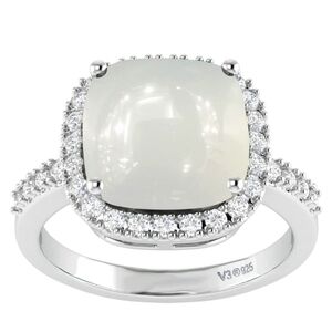 Nwt v3 sterling silver .925 moonstone‎ white quartz halo ring